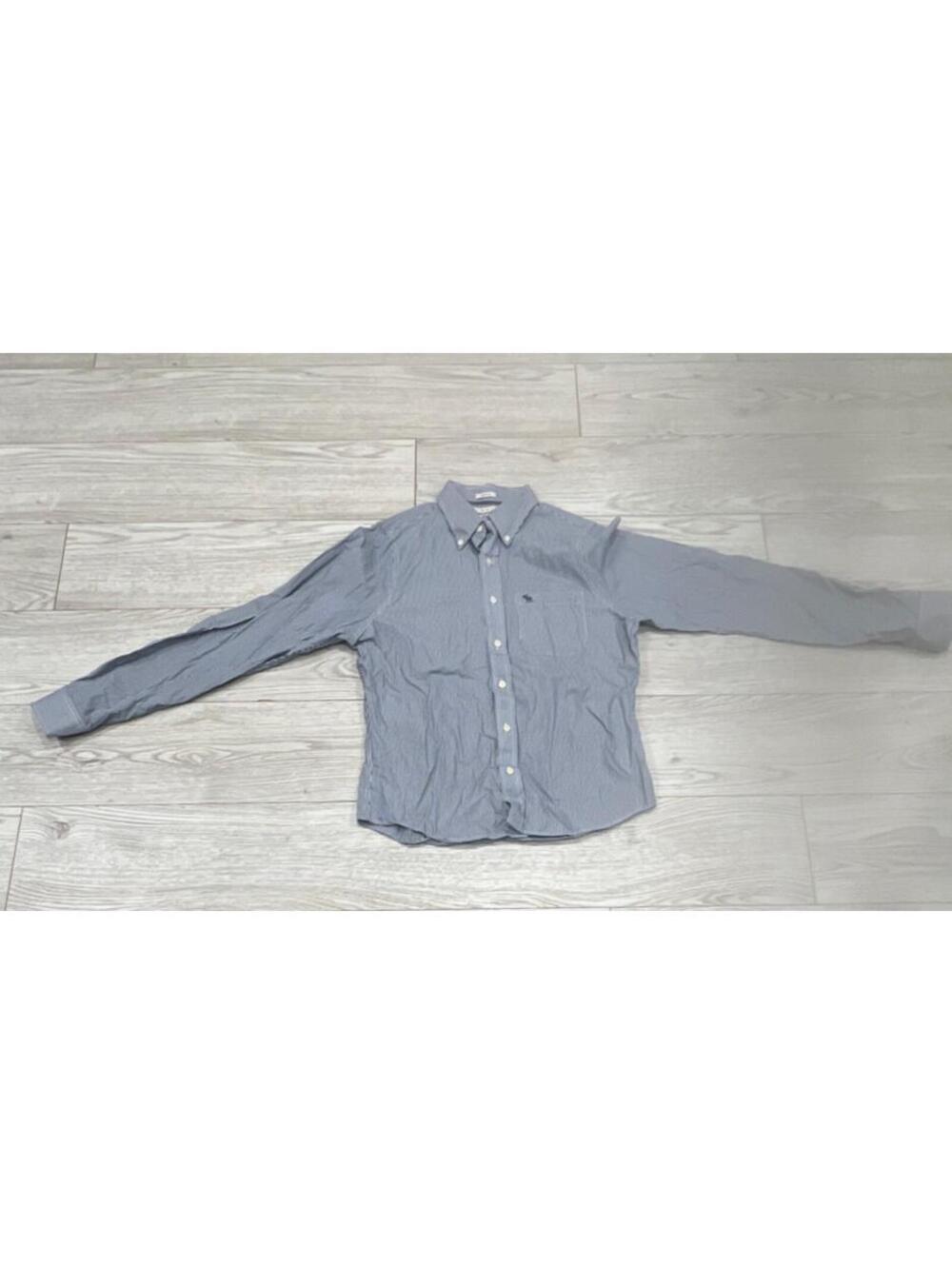 SPRING/SUMMER Abercrombie Fitch Men's Gray-Blue Striped Cotton Dress Shirt L $58